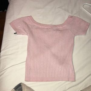 Forever 21 Pink Ribbed Crop Top (OFF THE SHOULDER)